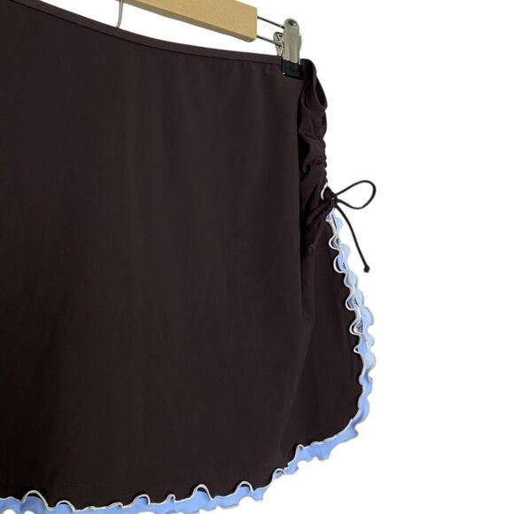 Profile by Gottex Swim Skirt Womens XL Brown Blue Side Slit Beach Bottom Bachata - Picture 4 of 9